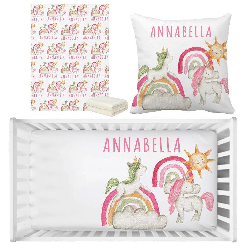 3 Pieces Unicorn Name Bedding Set