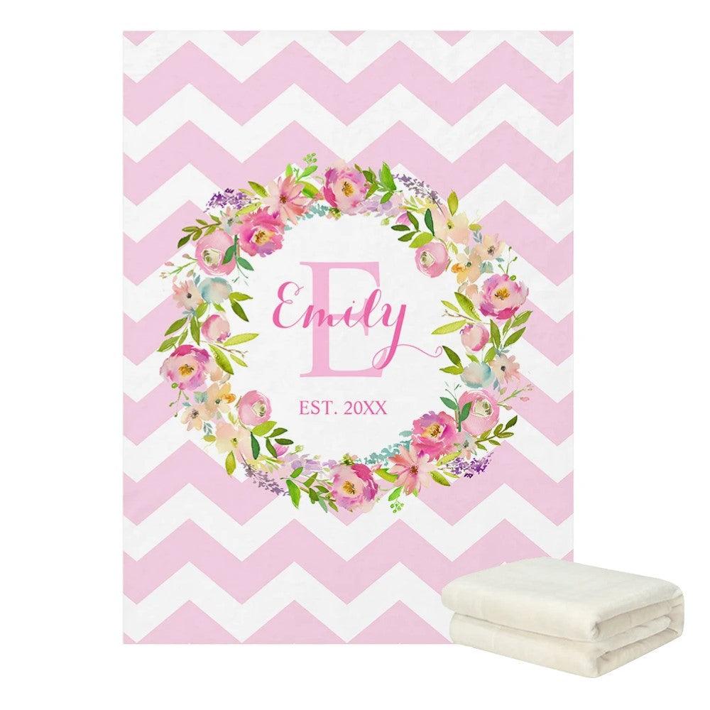 Name Printed Flower Blanket