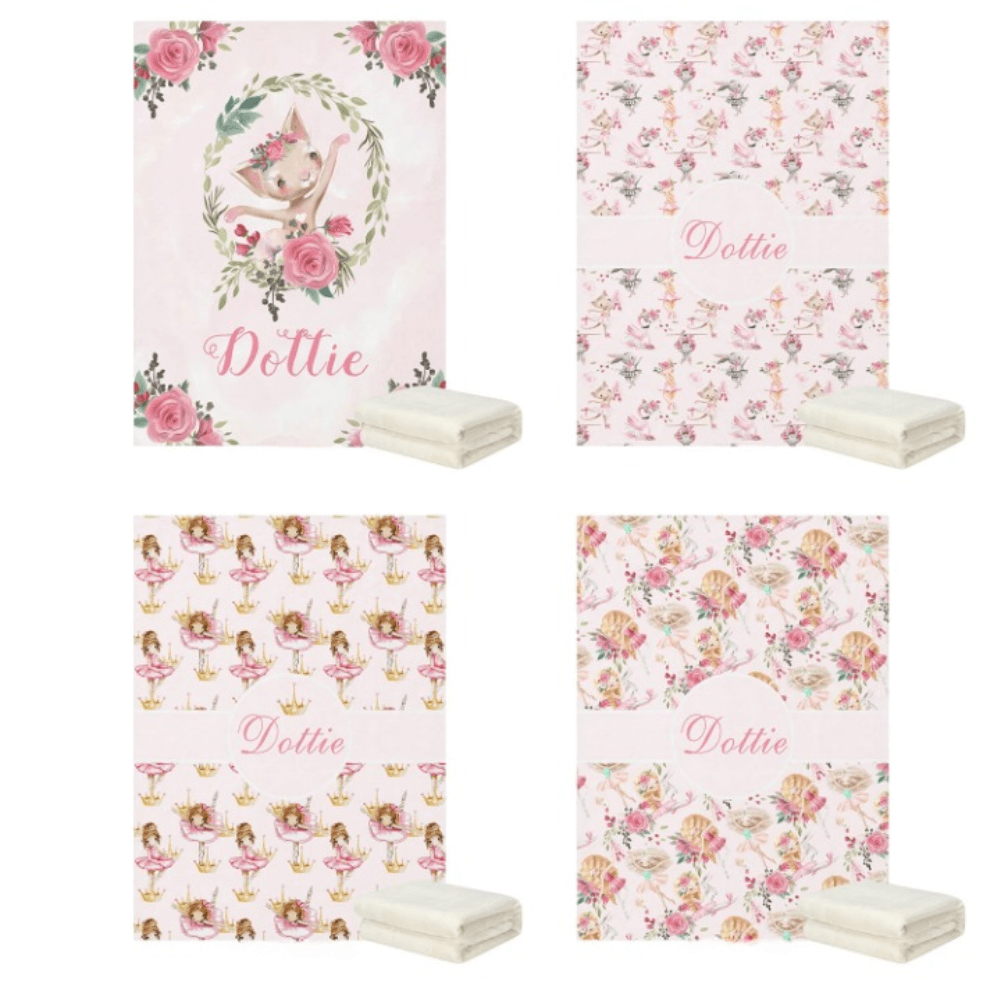 Personalized Ballet Kitten Blanket