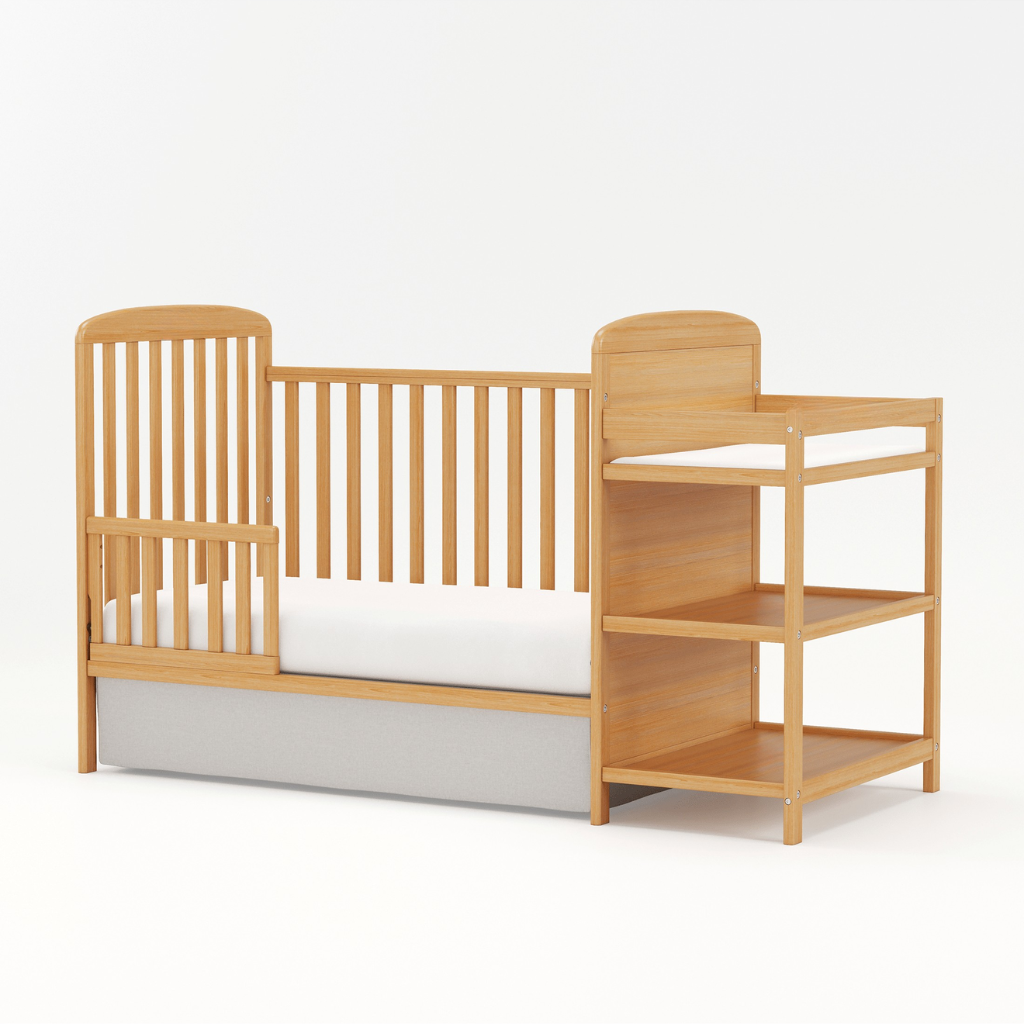 Babies 3 In 1 Convertible Crib With Changing Table Storage Shelves