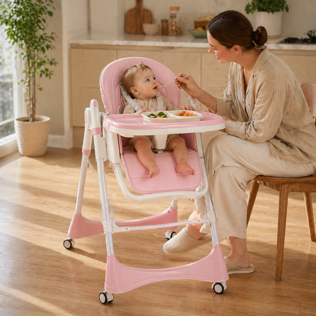 6 In 1 Foldable High Chair Adjustable Height And Tray