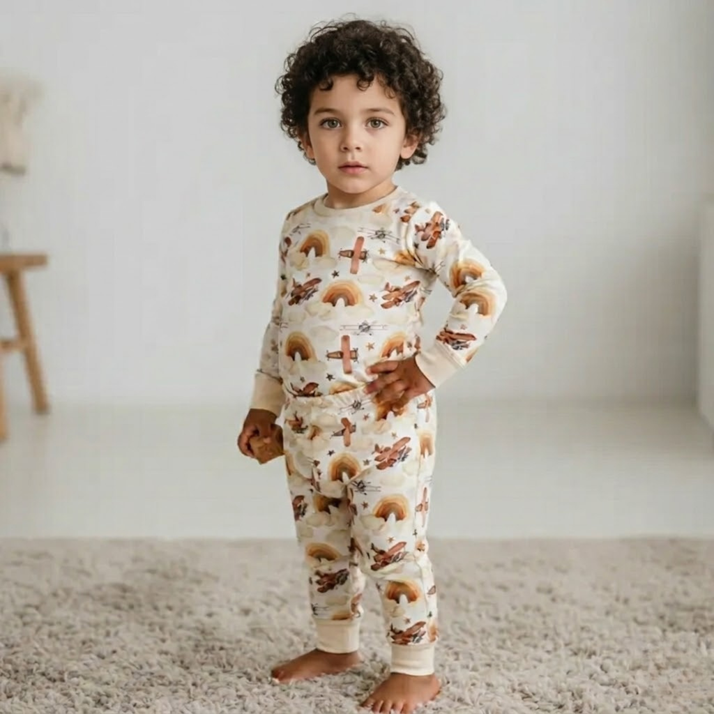 Kids Two Piece Eco Friendly Stretchy Pajama Set