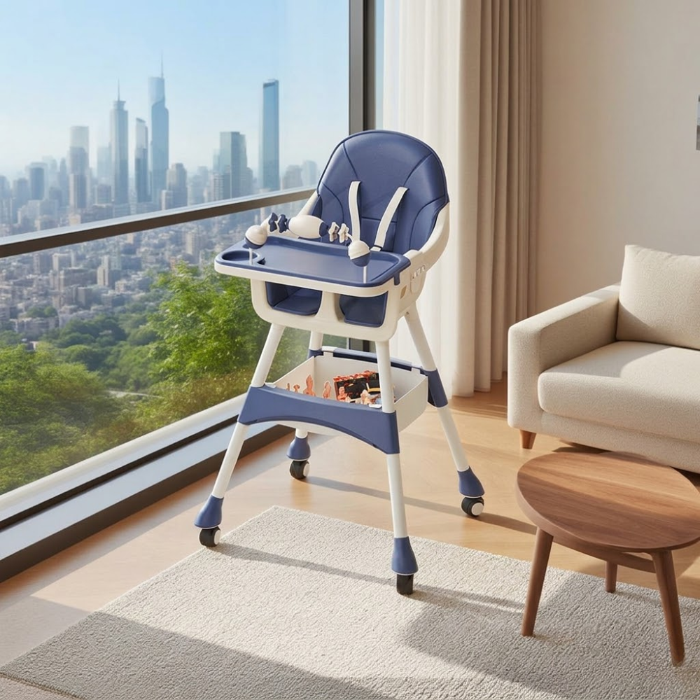 Babies And Toddlers Portable Multi Functional High Chair Lock Wheels