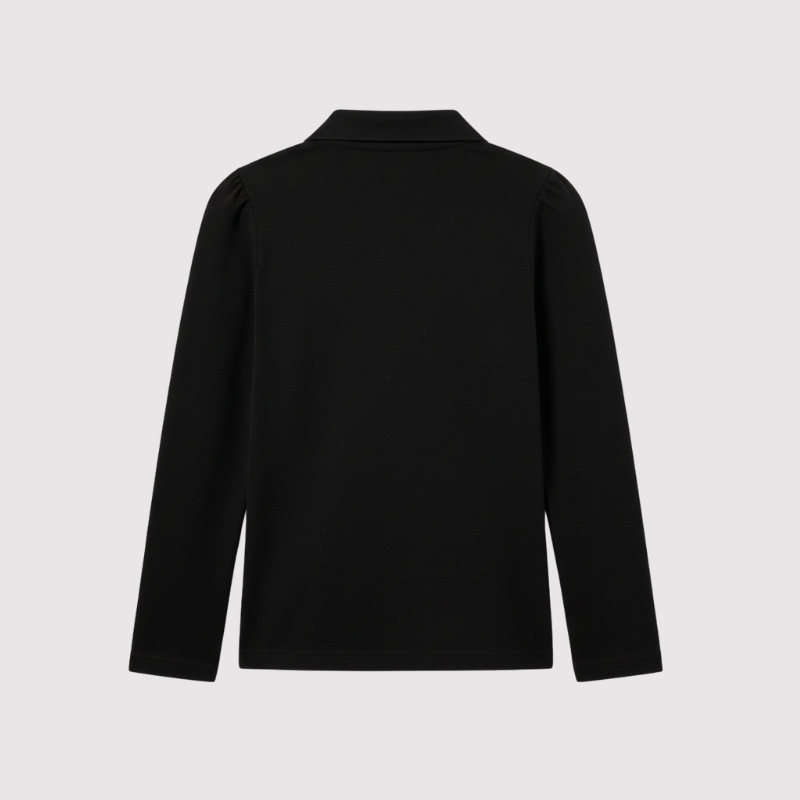 Girls Long Sleeve Ruffle Pique Polo