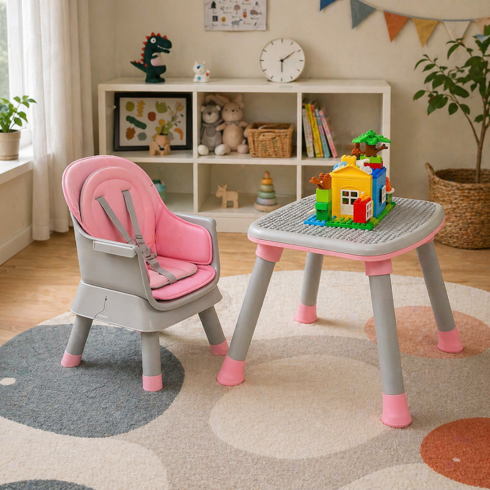 Toddler 8 In 1 High Chair Double Layer Cushions Multifunctional
