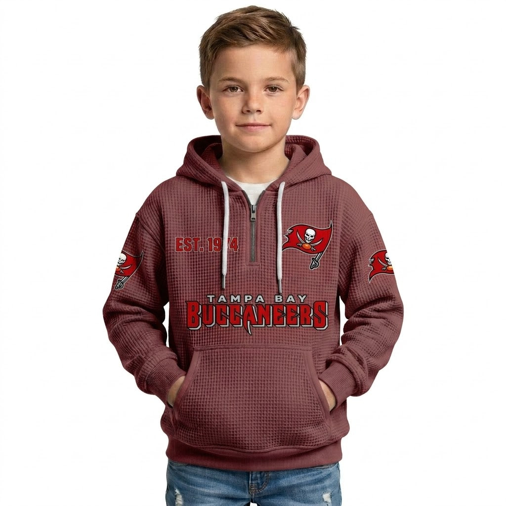 Buccaneers EST 1974 Quarter Zip Waffle Kids Hoodie