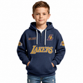 Los Angeles Lakers EST 1947 Kids Baseball Fan Printed Waffle Quarter Zip Hoodie
