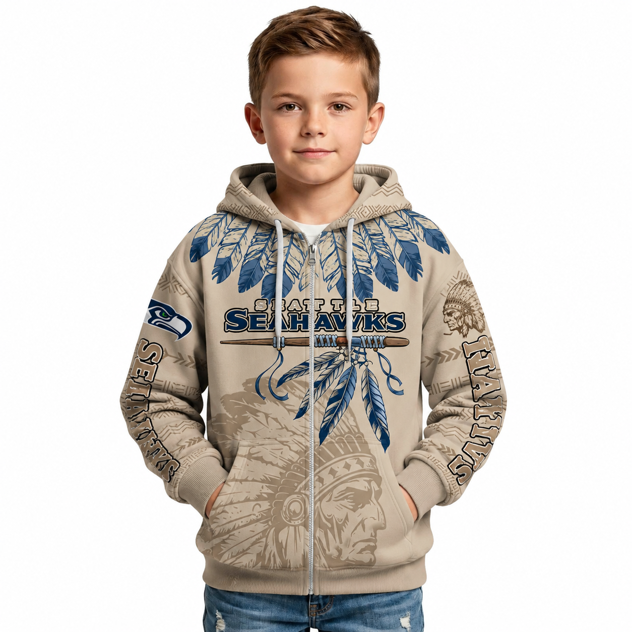Personalized Seattle Seahawks Football Kids Themed Hoodie