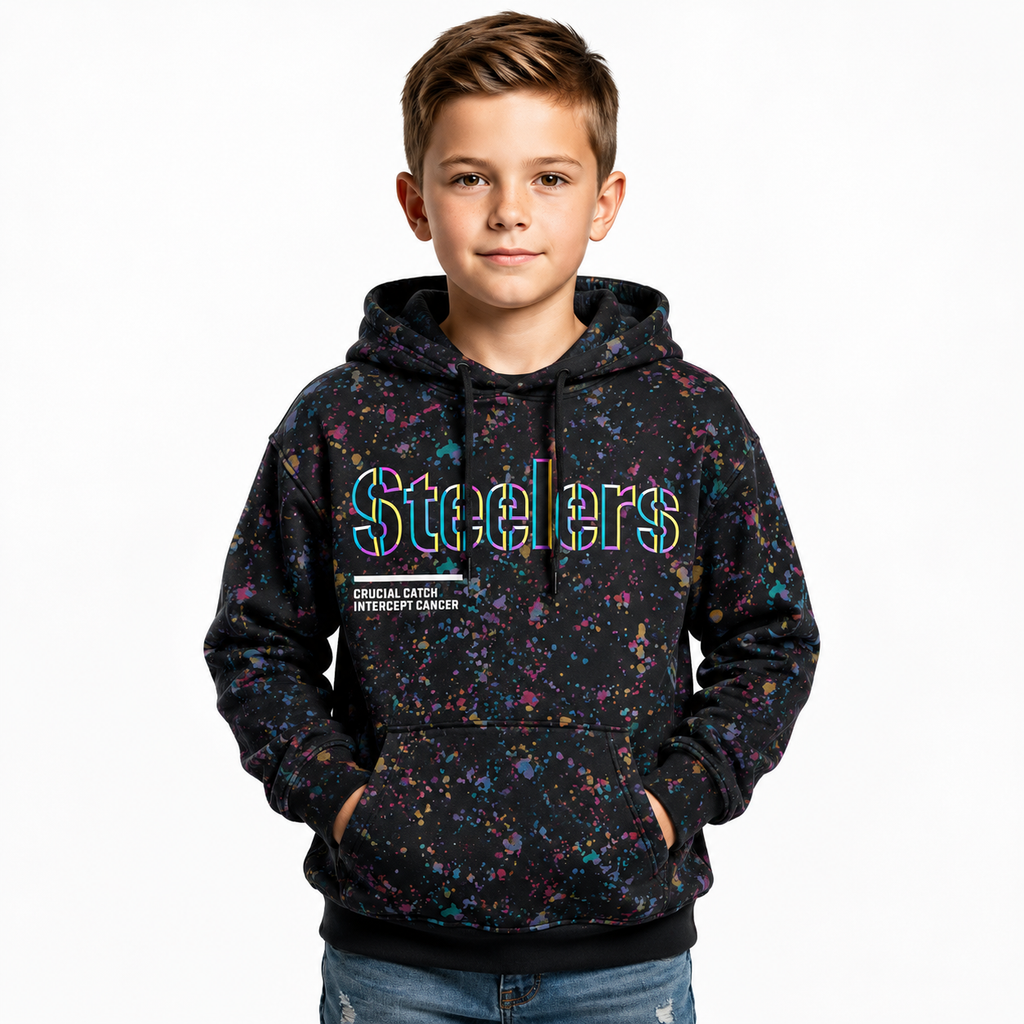 Pittsburgh Steelers Football Team Kids Themed Hoodie With Crucial Catch Design