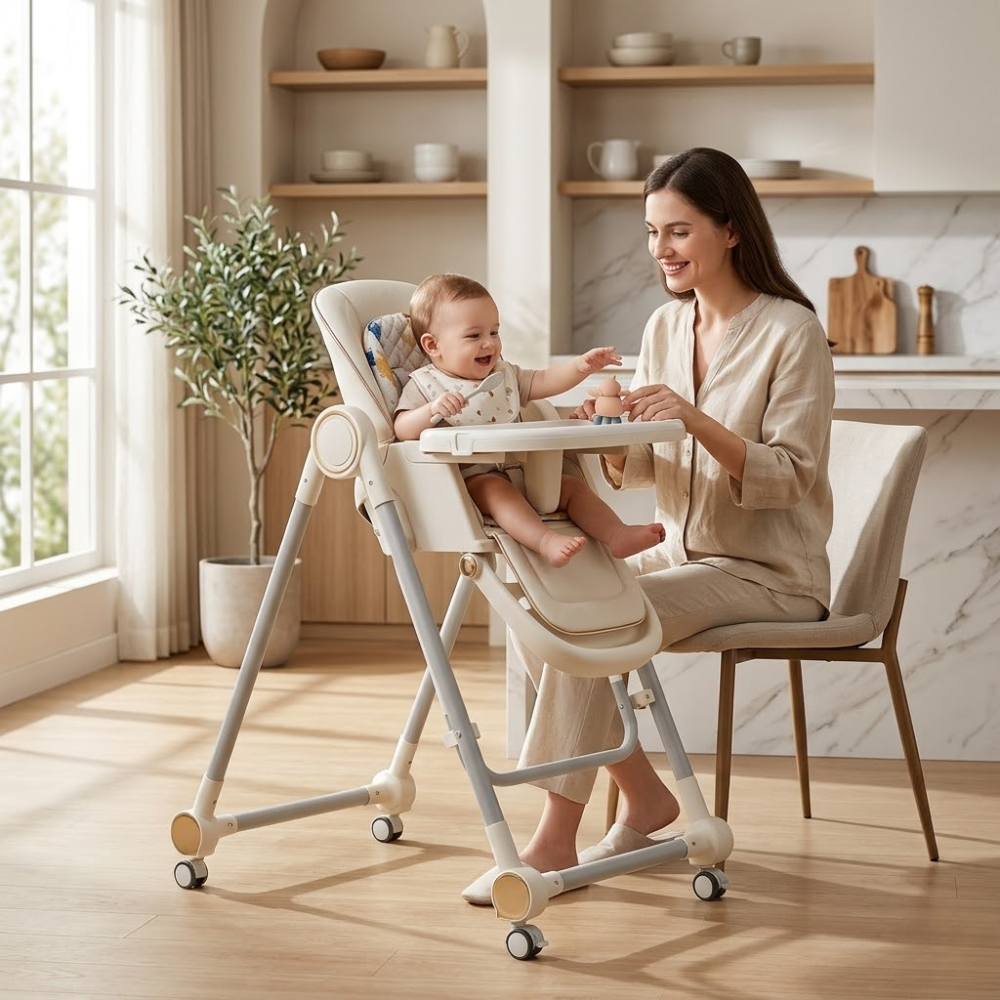 3 In 1 Baby High Chair With Adjustable Height And Reclining Seat