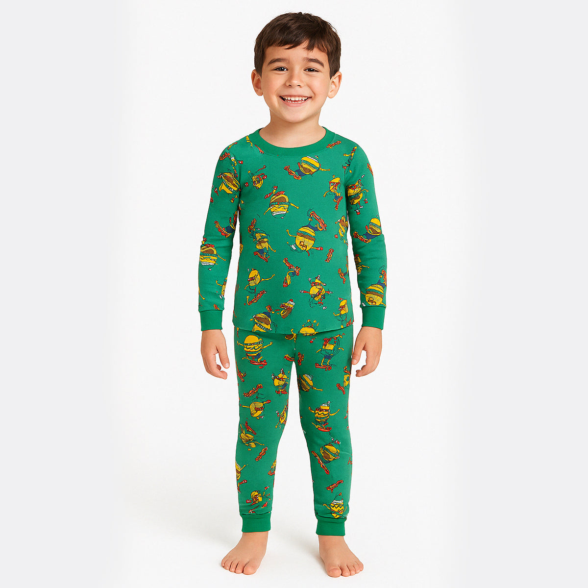 4 Piece Character And Animal Printed Pajamas Sleepwear Set