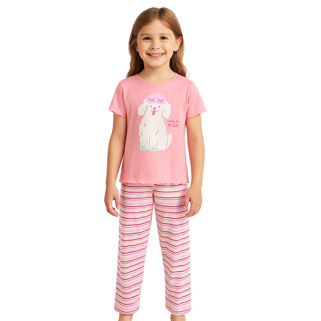 2 Piece Short Sleeve Printed Pajama Set