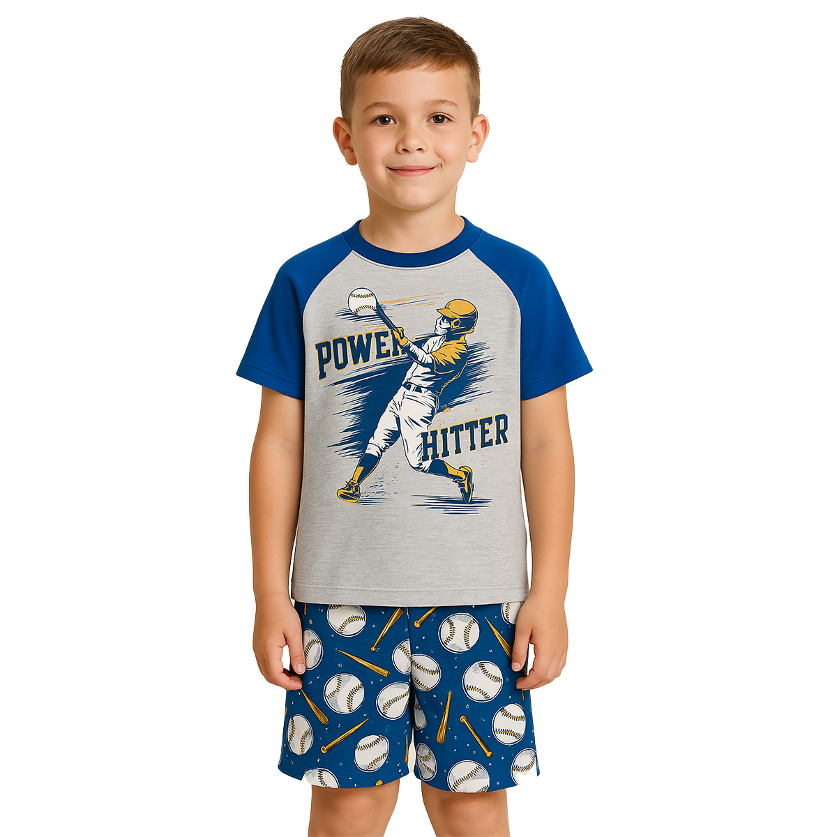 Baseball And Games Printed Flame Resistant Pajama Set