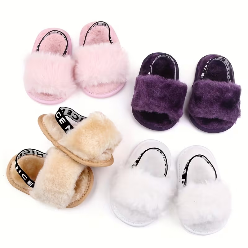 Soft Plush Slip On Indoor Baby Slippers