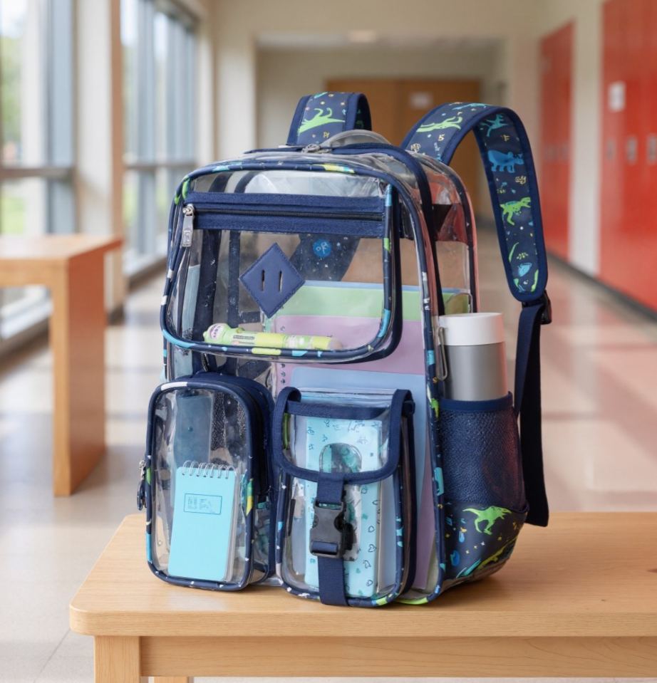 Clear Backpack For School, Heavy Duty PVC Transparent Bookbag For Girls Stadium