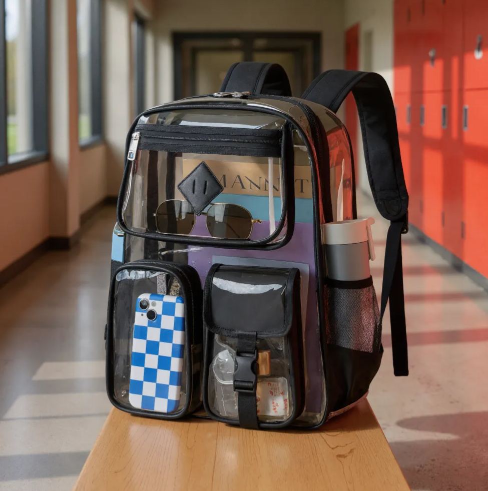 Clear Backpack For School, Heavy Duty PVC Transparent Bookbag For Girls Stadium