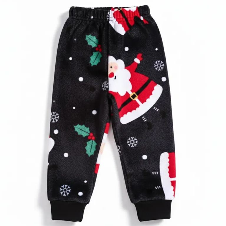 Cozy Pajama Suit with Santa Print For Christmas