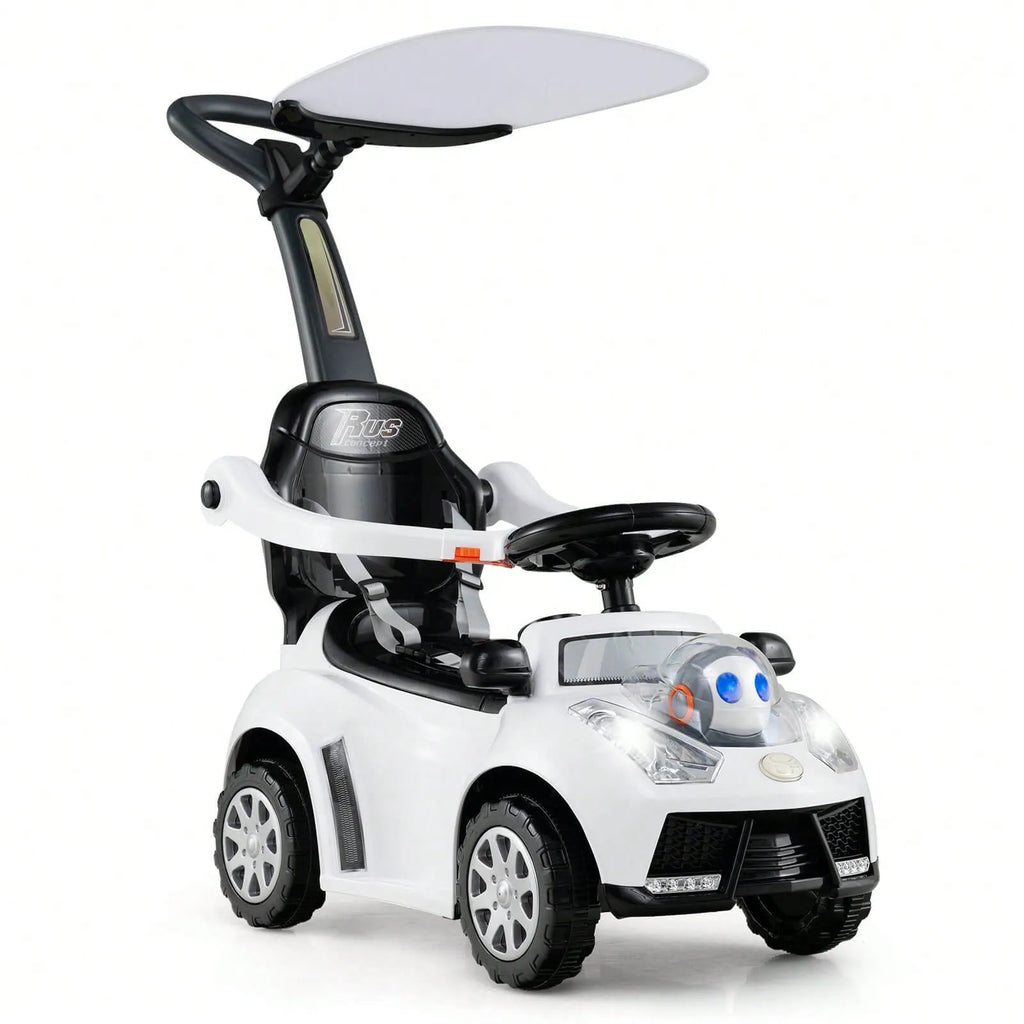 Boys And Girls 3 In 1 Sliding Walker With Adjustable Canopy Horn Music And Light