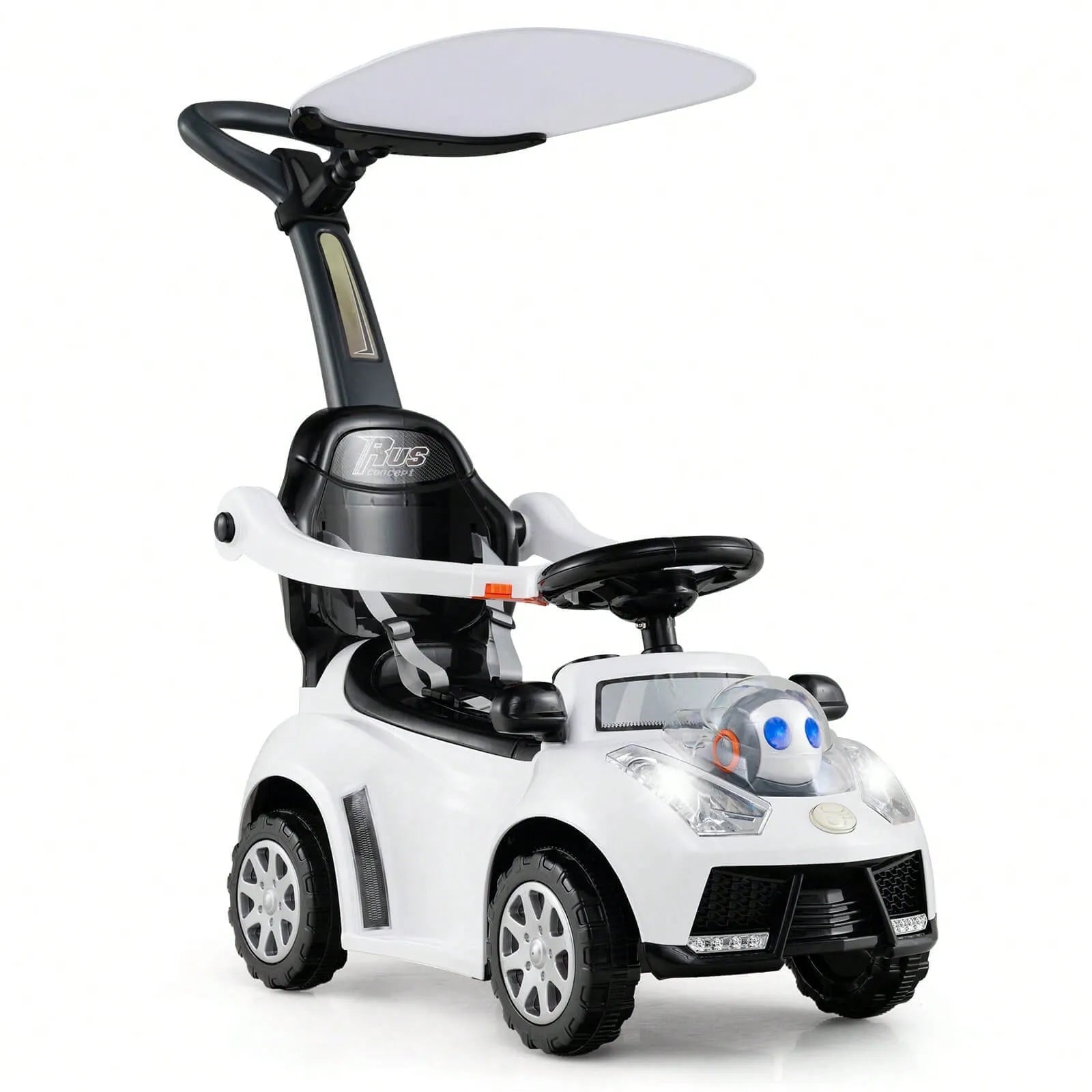Boys And Girls 3 In 1 Sliding Walker With Adjustable Canopy Horn Music And Light