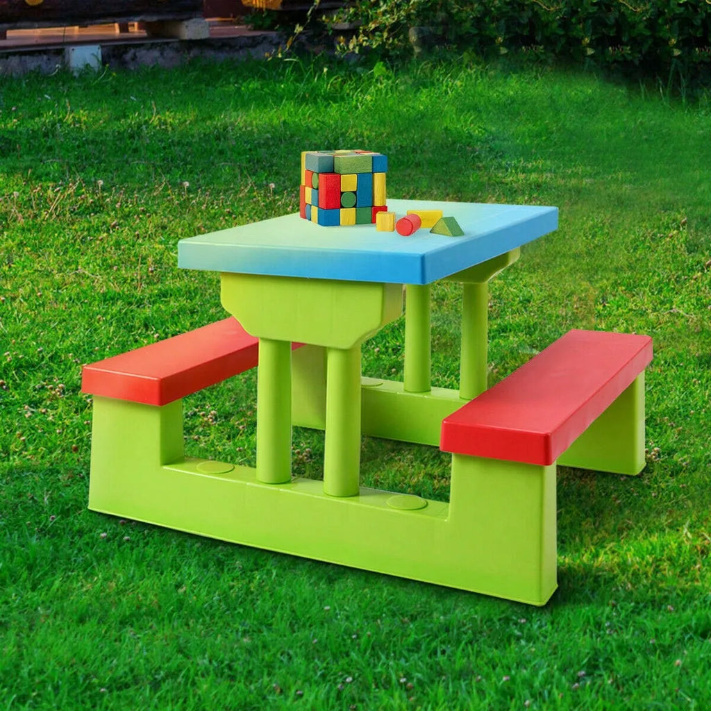 Kids Picnic Table Set With Removable Umbrella