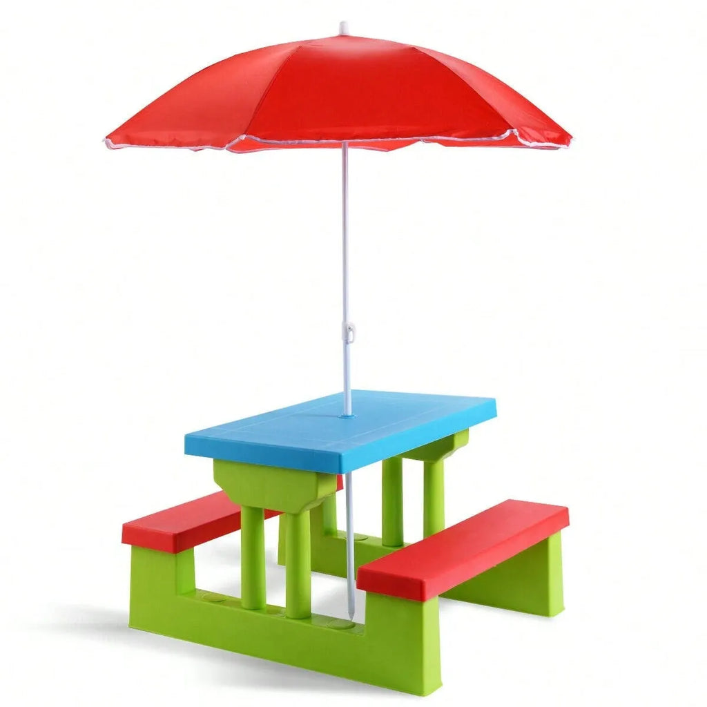 Kids Picnic Table Set With Removable Umbrella