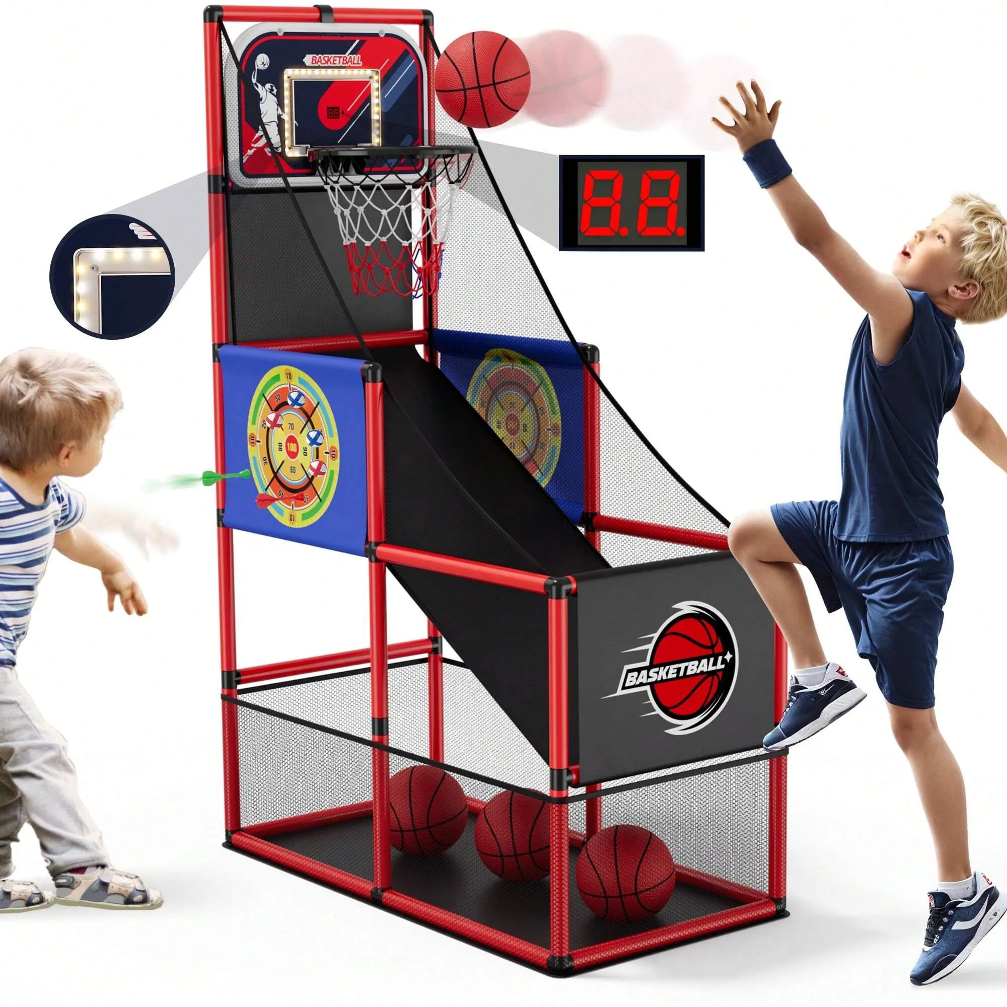 Kids Basketball Arcade Game With Hoop And Balls