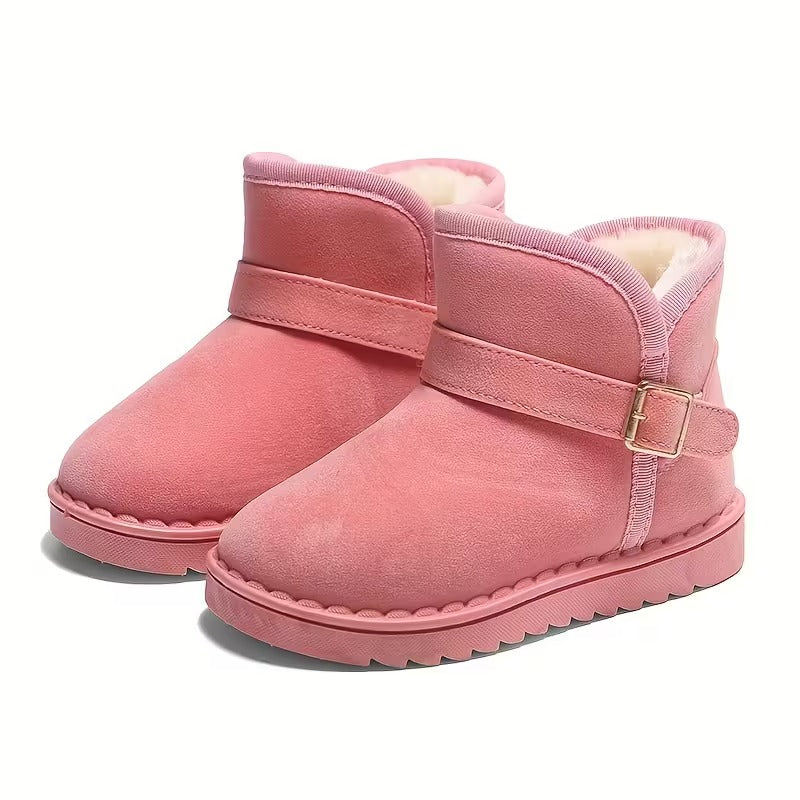 Girls Solid Fabric Winter Boots With Soft Inner Lining