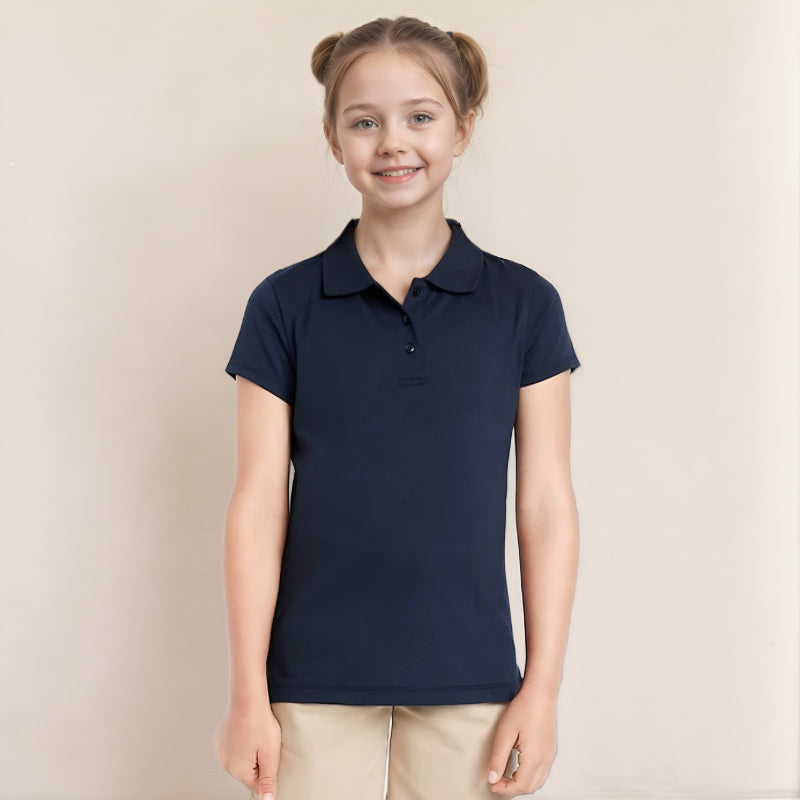 Girls School Uniform Jersey Knit Polo Shirt