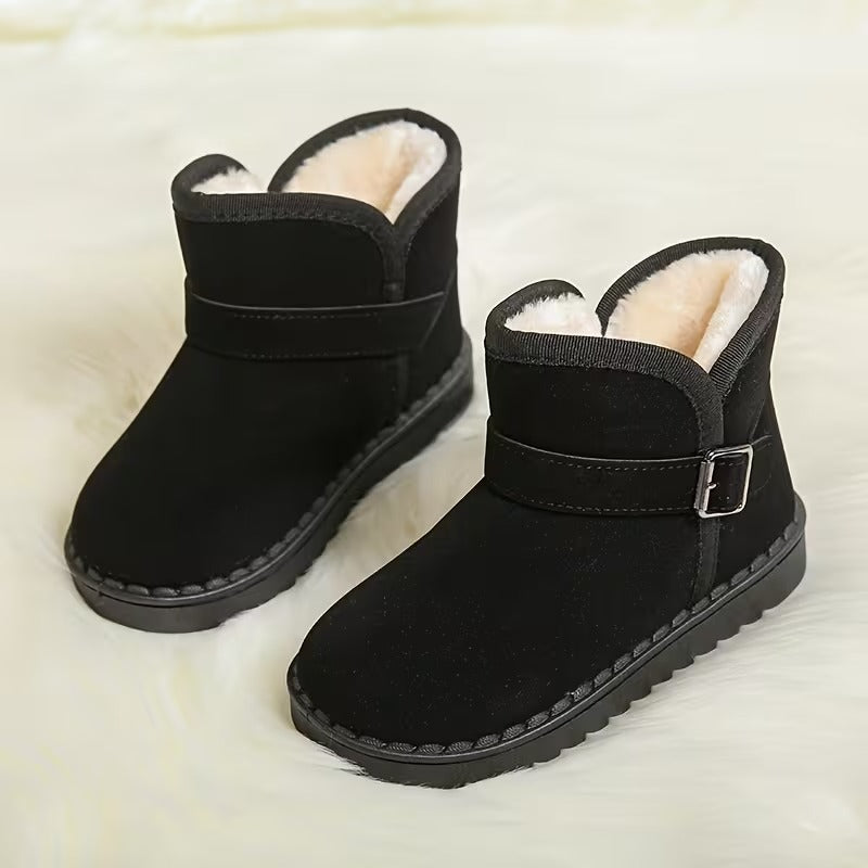 Girls Solid Fabric Winter Boots With Soft Inner Lining