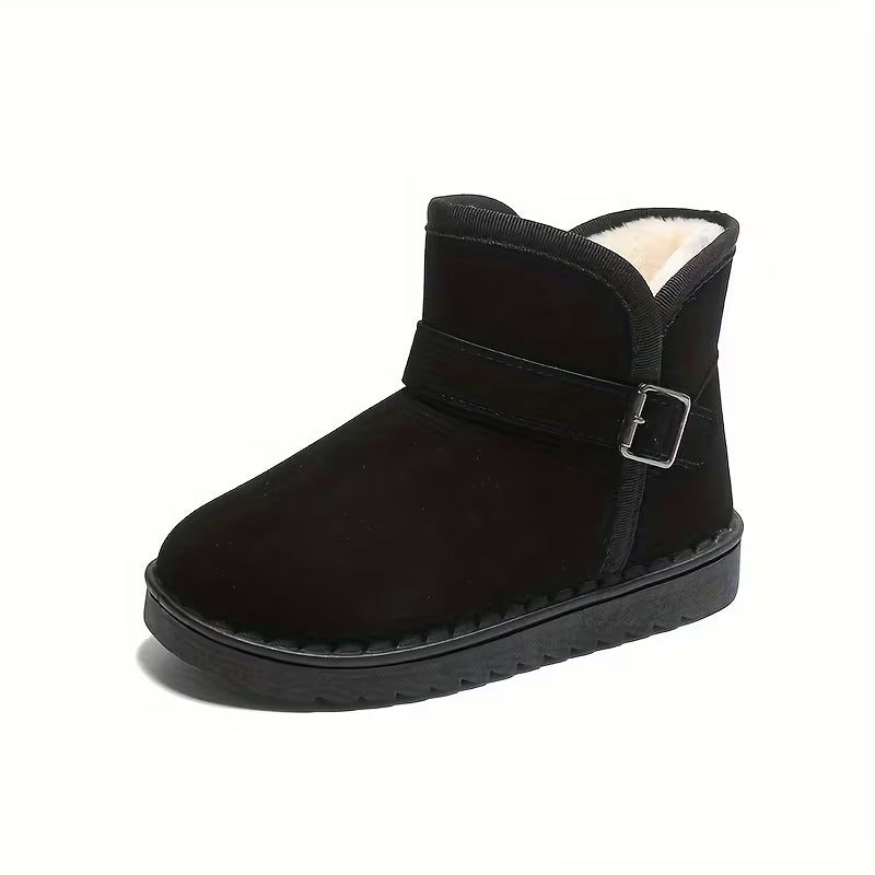 Girls Solid Fabric Winter Boots With Soft Inner Lining