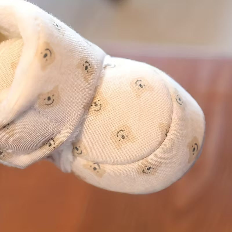 Winter Boots For Babies With Bear Embroidery And Soft Fabric