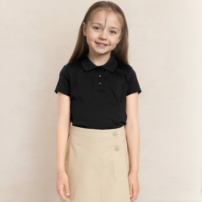 Girls School Uniform Jersey Knit Polo Shirt