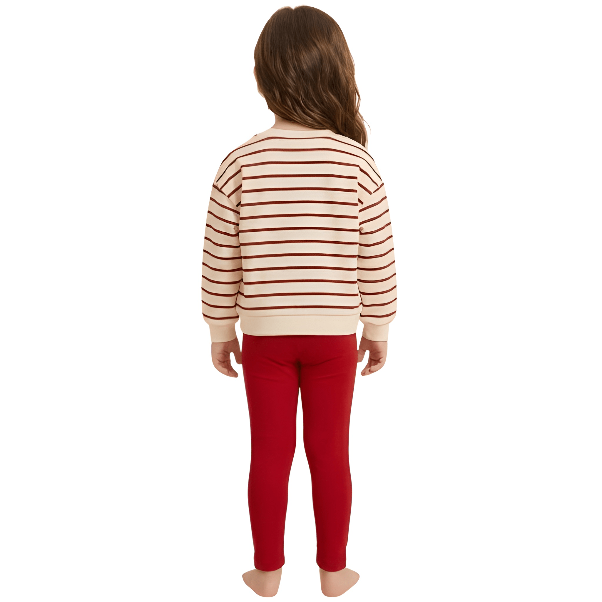 Girls Christmas Reindeer Print Long Sleeve Top And Legging Set