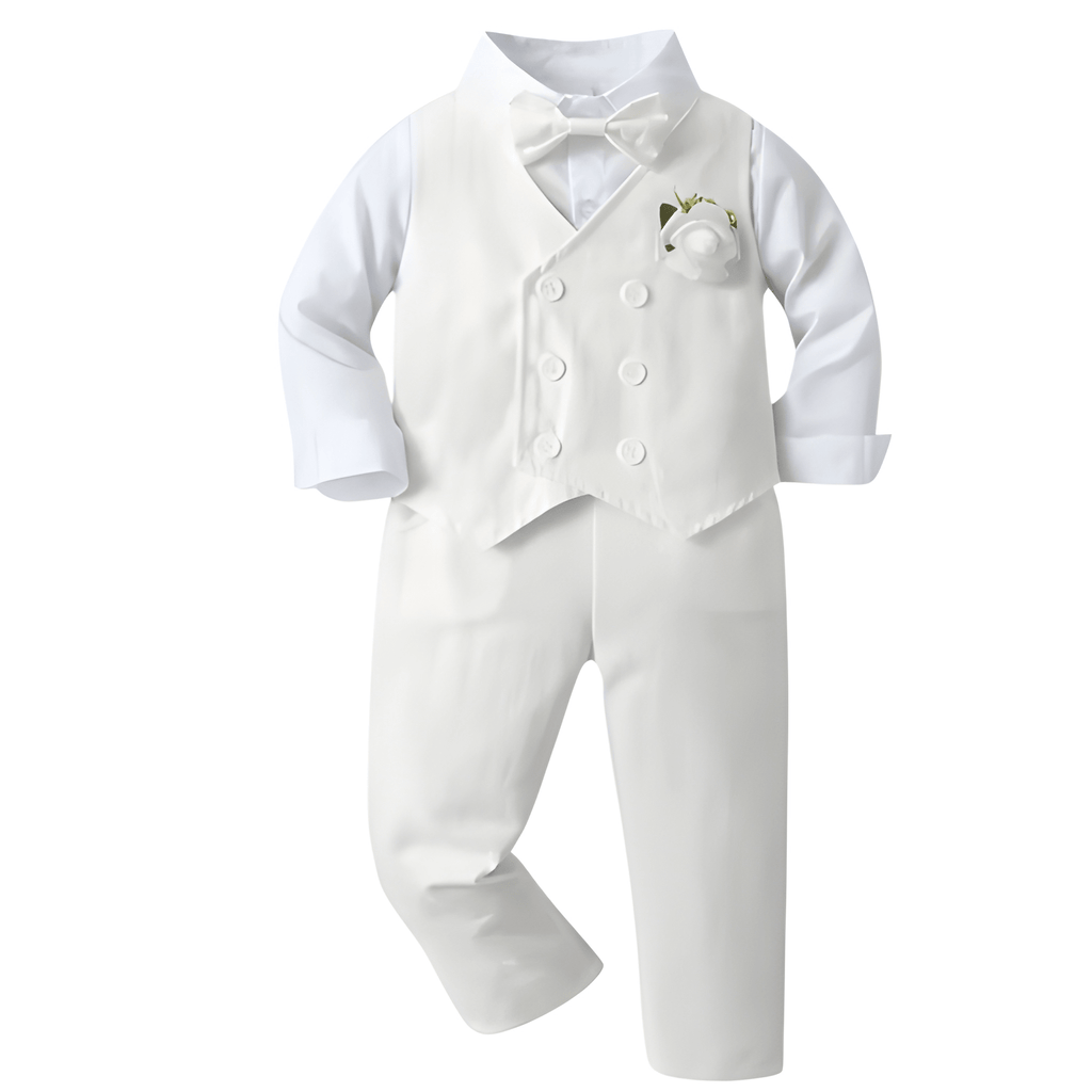 Three Piece Suit Set With Long Sleeve Shirt Vest And Trousers