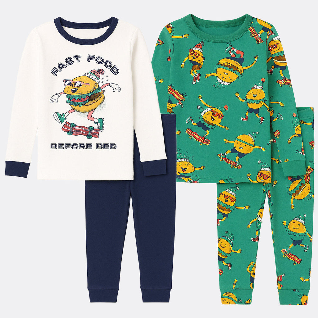 4 Piece Character And Animal Printed Pajamas Sleepwear Set