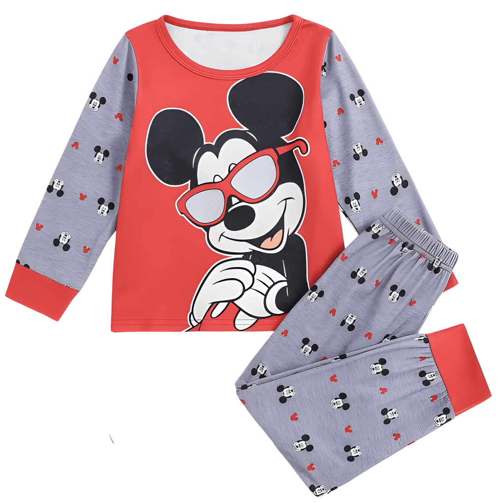 Mickey Mouse Pajama Set With Long Sleeve Top And Printed Pants
