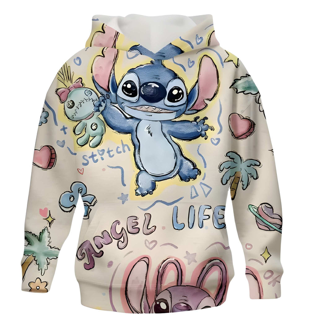 Stitch Cartoon Print Long Sleeve Hoodie