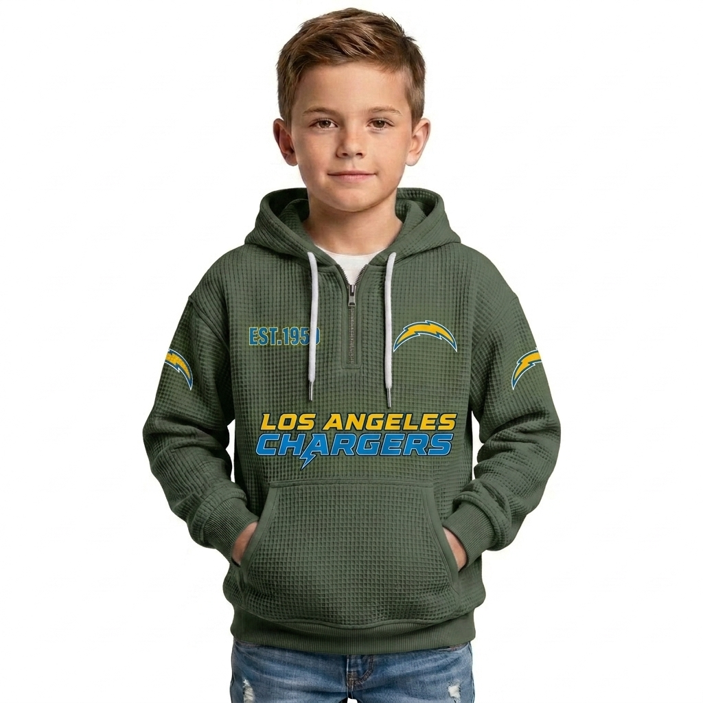 Los Angeles Chargers Themed Quarter Zip Kids Hoodie