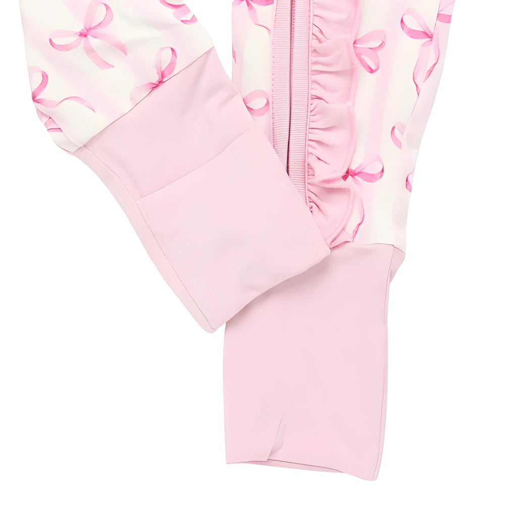 Kids Ribbon Design Ruffle Zippy Pajama Set