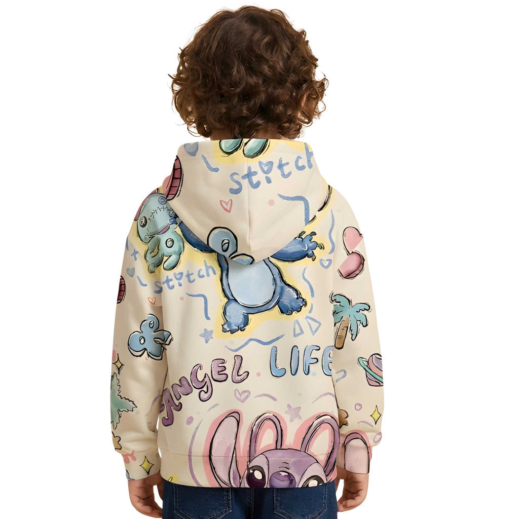 Stitch Cartoon Print Long Sleeve Hoodie